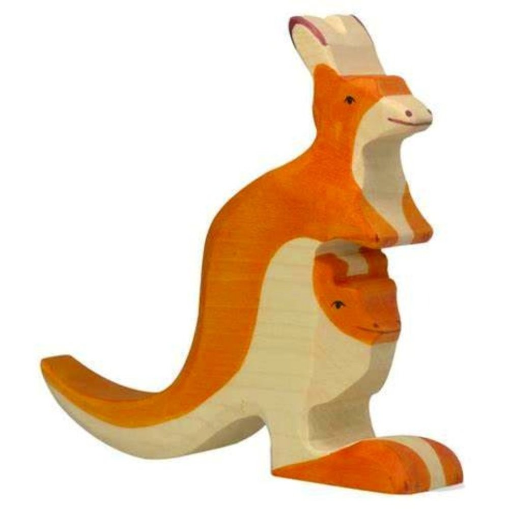NWT Holztiger Toys Wood Kangaroo with Baby